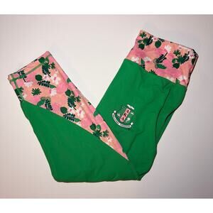 Ivy Storehouse Sorority Green and Pink Workout Leggings - Size Medium